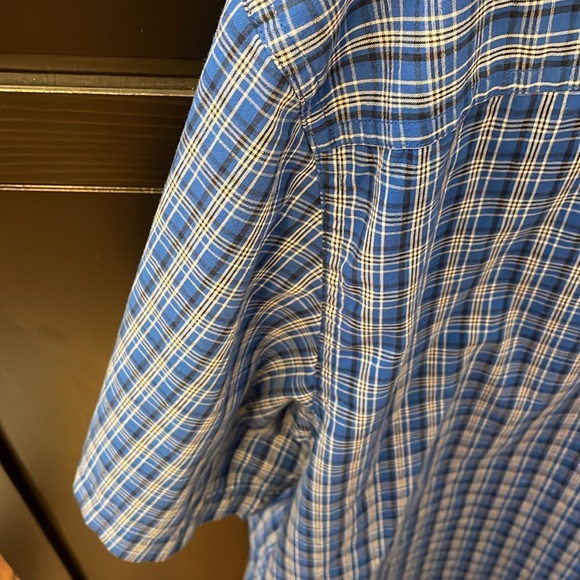 Mens chaps easy care button down short sleeve shirt. Size XXL Blue check. - Picture 7 of 7